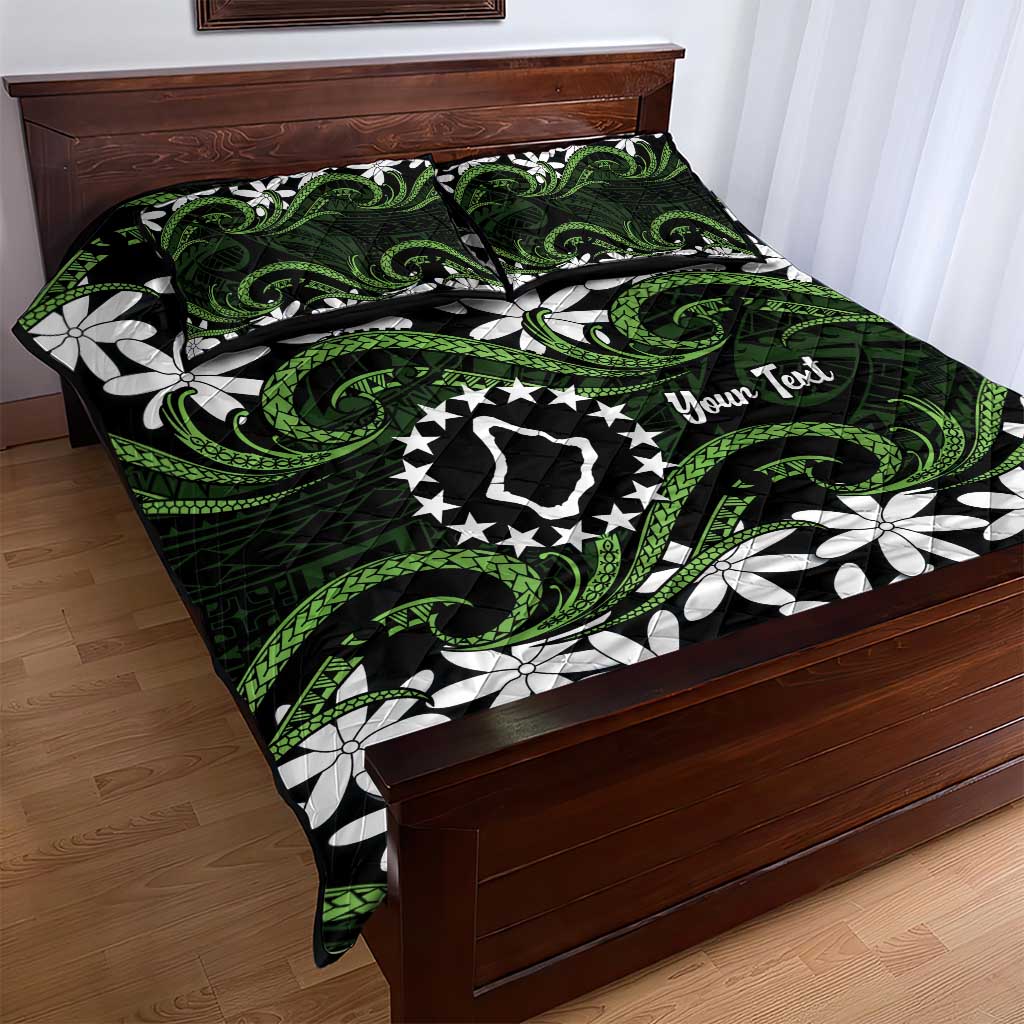 Personalised Cook Islands Palmerston Quilt Bed Set Tiare Maori Polynesian Waves Tattoo LT14 - Polynesian Pride