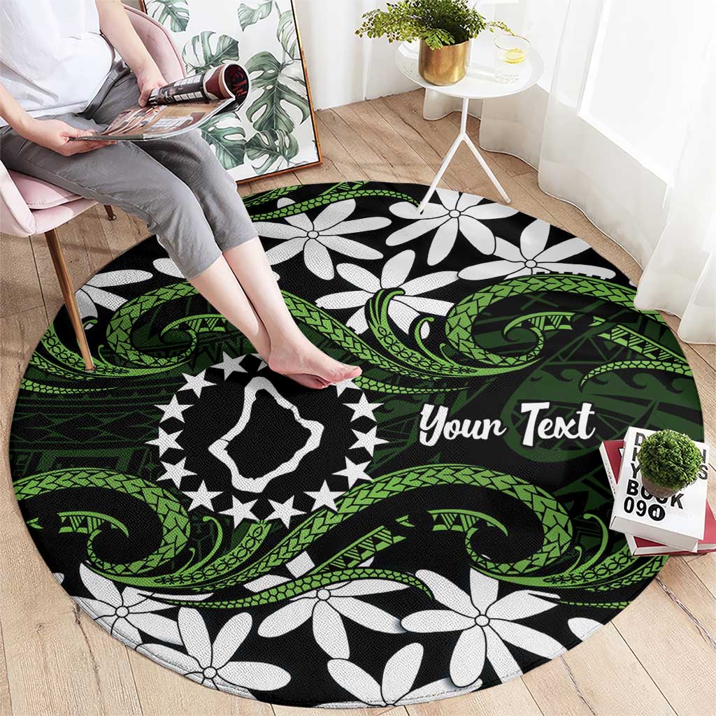 Personalised Cook Islands Palmerston Round Carpet Tiare Maori Polynesian Waves Tattoo LT14 - Polynesian Pride