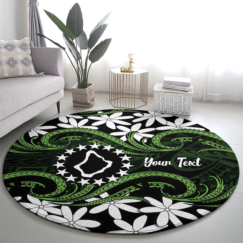 Personalised Cook Islands Palmerston Round Carpet Tiare Maori Polynesian Waves Tattoo LT14 - Polynesian Pride