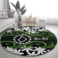 Personalised Cook Islands Palmerston Round Carpet Tiare Maori Polynesian Waves Tattoo LT14 - Polynesian Pride