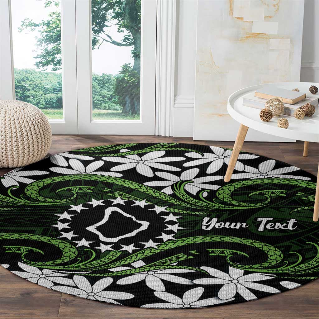 Personalised Cook Islands Palmerston Round Carpet Tiare Maori Polynesian Waves Tattoo LT14 - Polynesian Pride