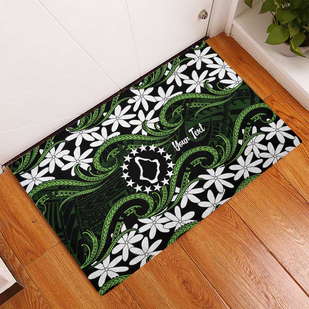 Personalised Cook Islands Palmerston Rubber Doormat Tiare Maori Polynesian Waves Tattoo LT14 - Polynesian Pride