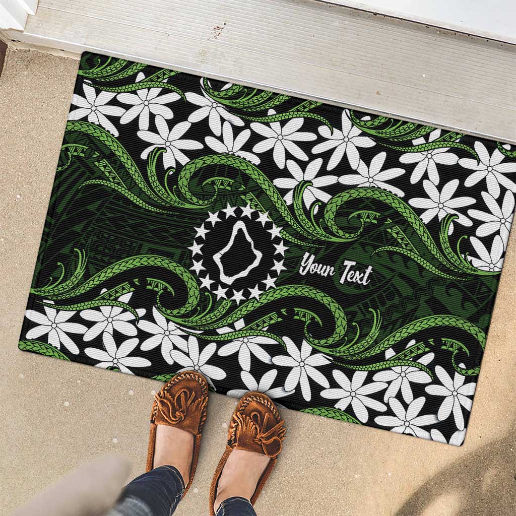 Personalised Cook Islands Palmerston Rubber Doormat Tiare Maori Polynesian Waves Tattoo LT14 - Polynesian Pride