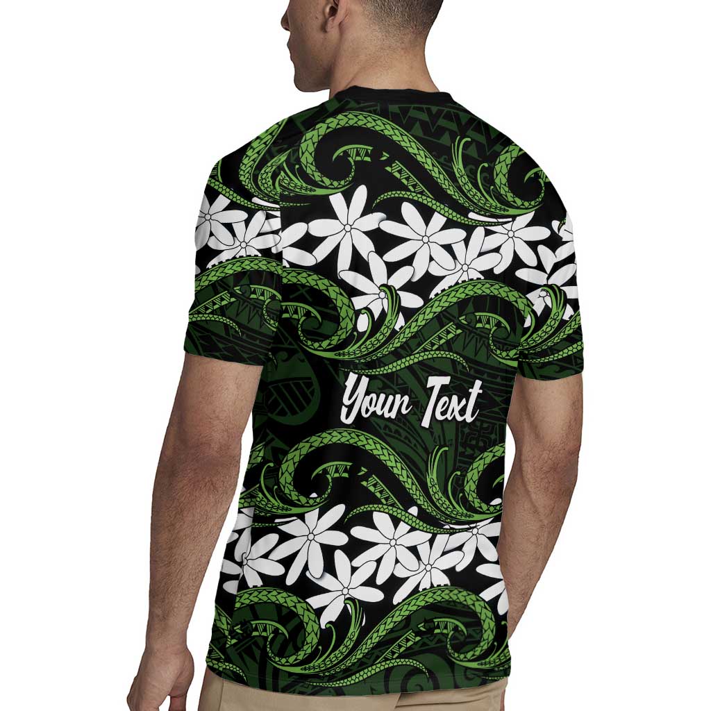 Personalised Cook Islands Palmerston Rugby Jersey Tiare Maori Polynesian Waves Tattoo