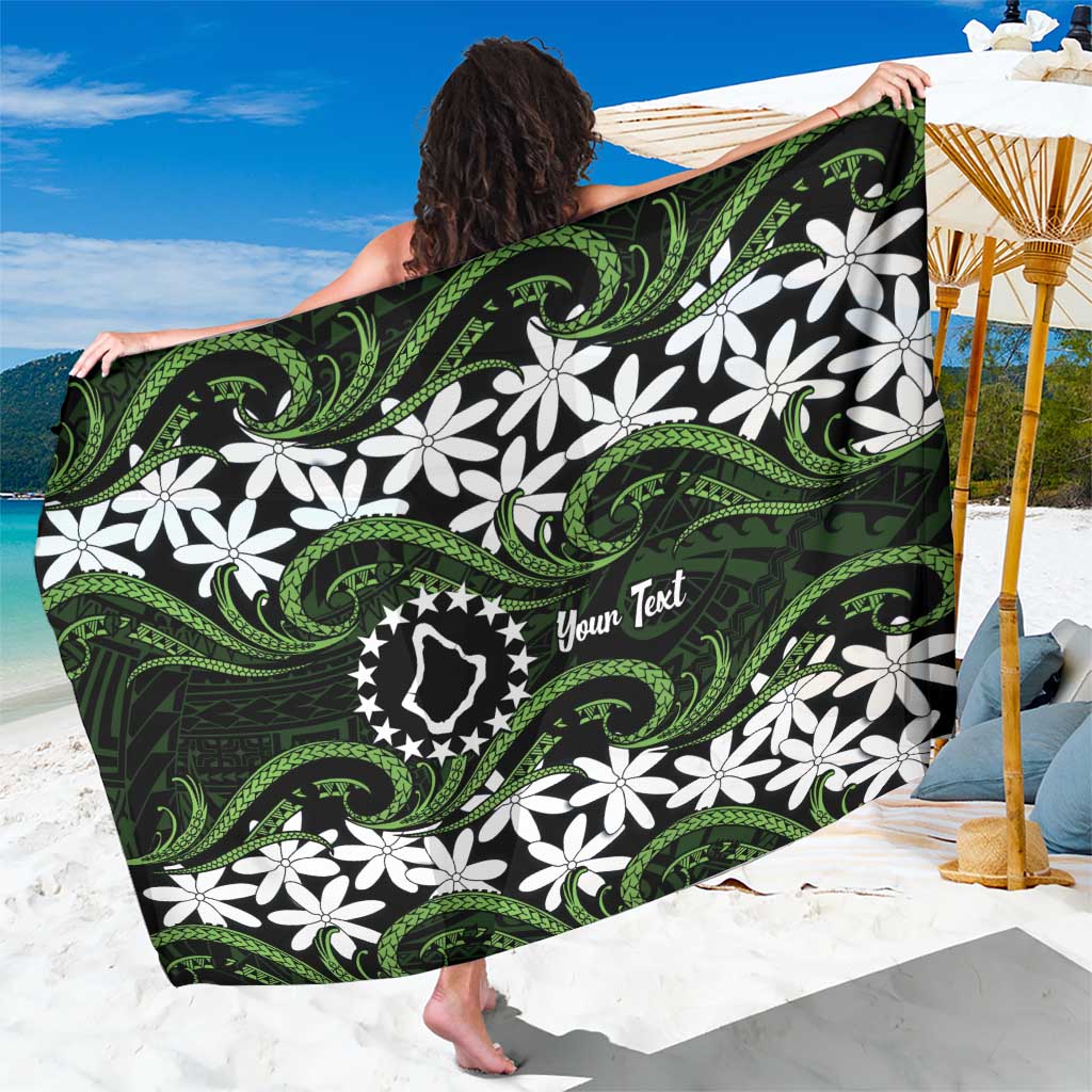 Personalised Cook Islands Palmerston Sarong Tiare Maori Polynesian Waves Tattoo LT14 One Size 44 x 66 inches Green - Polynesian Pride