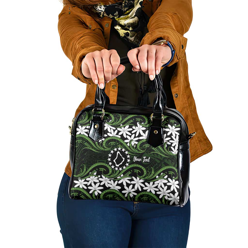 Personalised Cook Islands Palmerston Shoulder Handbag Tiare Maori Polynesian Waves Tattoo LT14 One Size Green - Polynesian Pride
