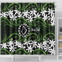 Personalised Cook Islands Palmerston Shower Curtain Tiare Maori Polynesian Waves Tattoo