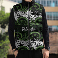 Personalised Cook Islands Palmerston Sleeveless Puffer Jacket Tiare Maori Polynesian Waves Tattoo