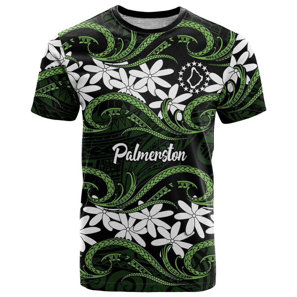 Personalised Cook Islands Palmerston T Shirt Tiare Maori Polynesian Waves Tattoo