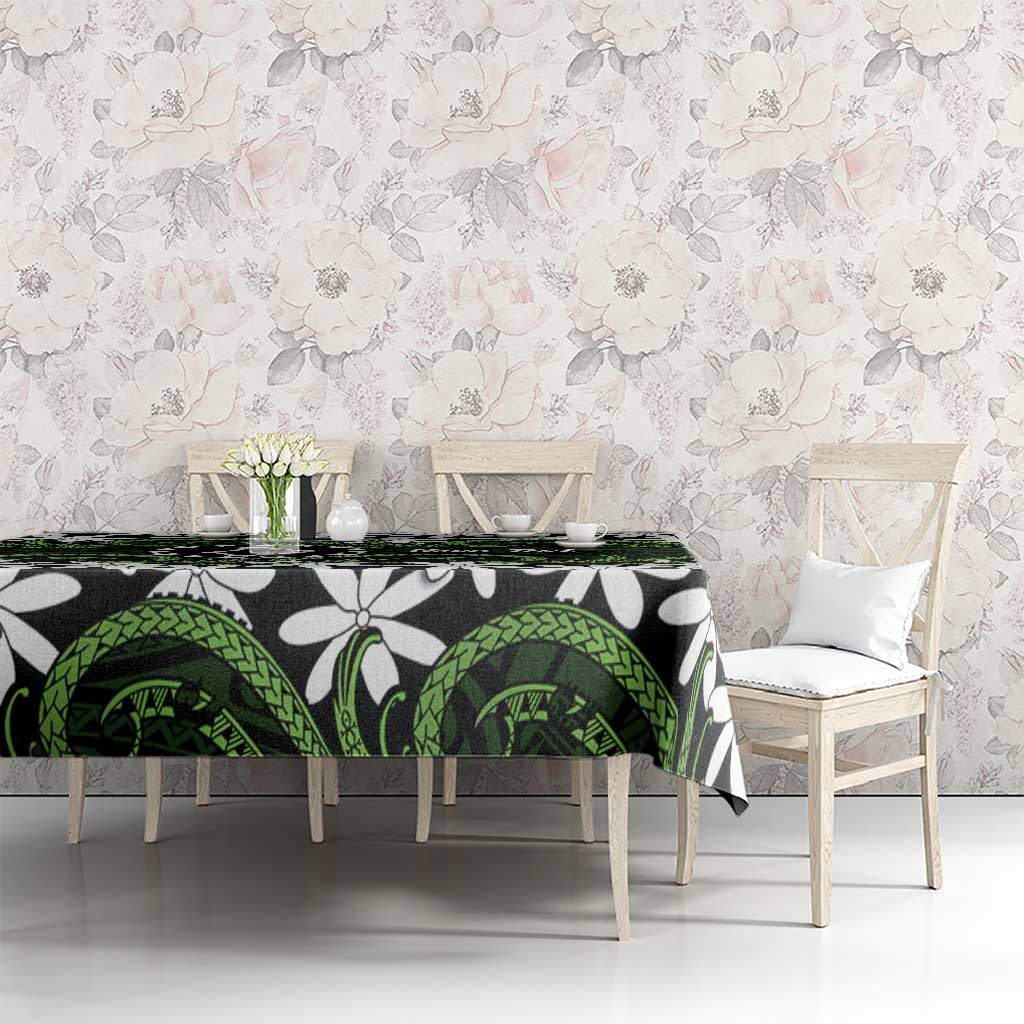 Personalised Cook Islands Palmerston Tablecloth Tiare Maori Polynesian Waves Tattoo