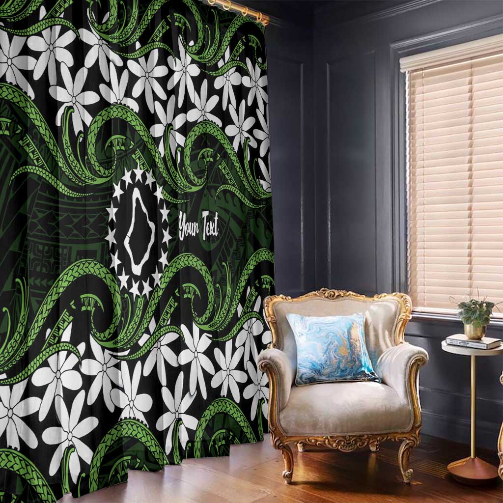 Personalised Cook Islands Palmerston Window Curtain Tiare Maori Polynesian Waves Tattoo LT14 - Polynesian Pride