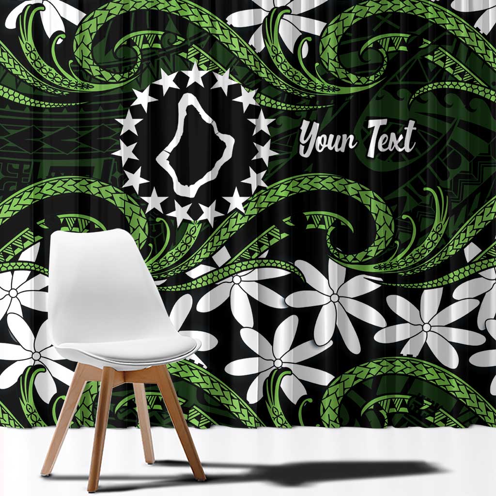 Personalised Cook Islands Palmerston Window Curtain Tiare Maori Polynesian Waves Tattoo LT14 - Polynesian Pride