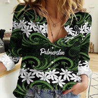 Personalised Cook Islands Palmerston Women Casual Shirt Tiare Maori Polynesian Waves Tattoo