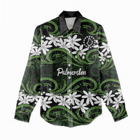 Personalised Cook Islands Palmerston Women Casual Shirt Tiare Maori Polynesian Waves Tattoo