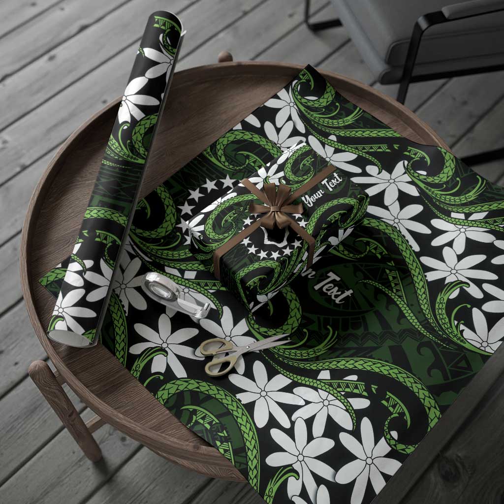 Personalised Cook Islands Palmerston Wrapping Paper Tiare Maori Polynesian Waves Tattoo LT14 - Polynesian Pride