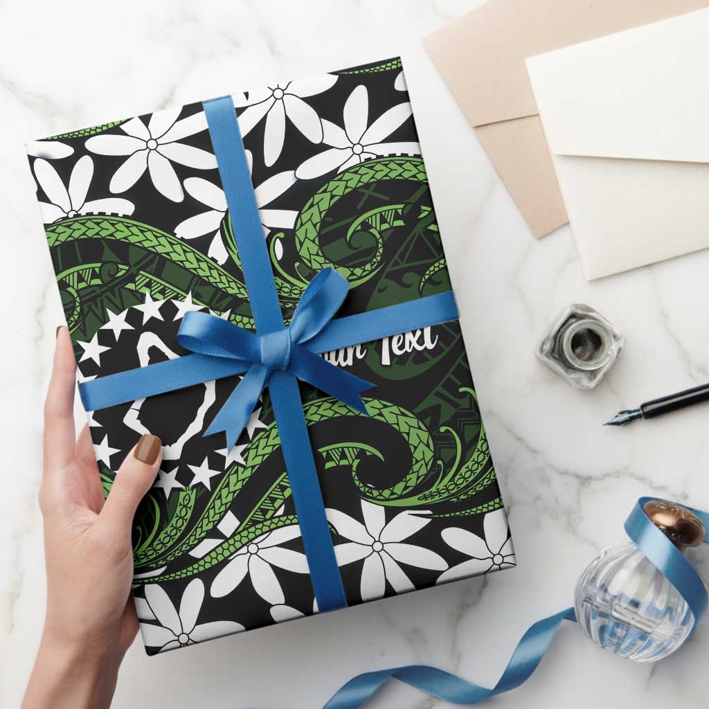 Personalised Cook Islands Palmerston Wrapping Paper Tiare Maori Polynesian Waves Tattoo LT14 - Polynesian Pride