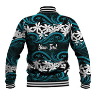 Personalised Cook Islands Penrhyn Atoll Baseball Jacket Tiare Maori Polynesian Waves Tattoo LT14 - Polynesian Pride
