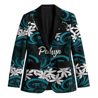 Personalised Cook Islands Penrhyn Atoll Blazer Tiare Maori Polynesian Waves Tattoo LT14 Unisex Blue - Polynesian Pride