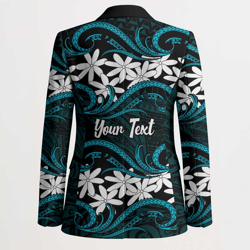 Personalised Cook Islands Penrhyn Atoll Blazer Tiare Maori Polynesian Waves Tattoo LT14 - Polynesian Pride