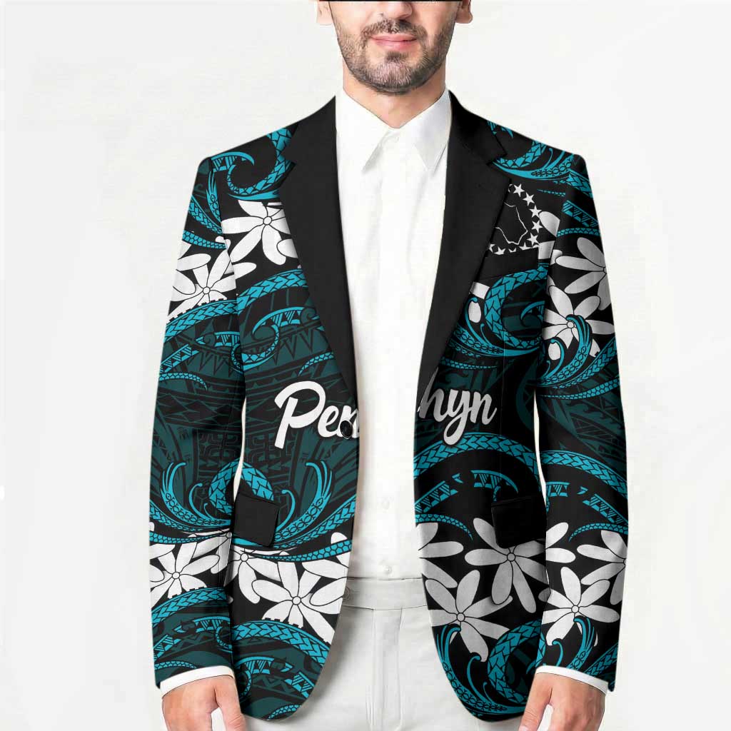 Personalised Cook Islands Penrhyn Atoll Blazer Tiare Maori Polynesian Waves Tattoo LT14 - Polynesian Pride
