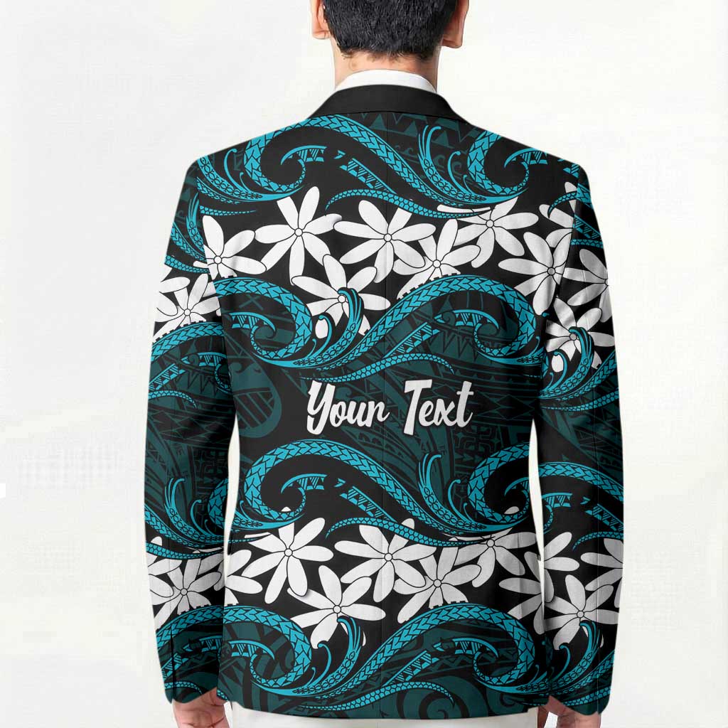 Personalised Cook Islands Penrhyn Atoll Blazer Tiare Maori Polynesian Waves Tattoo LT14 - Polynesian Pride