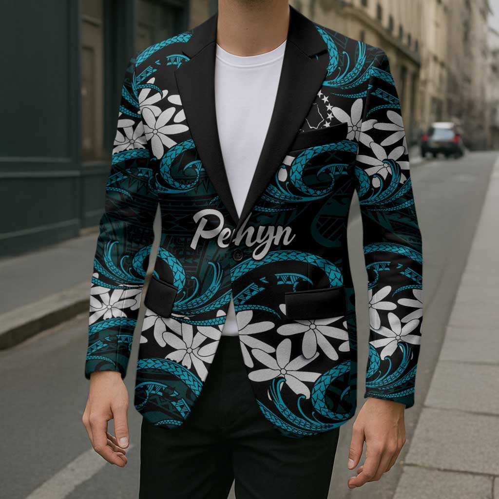 Personalised Cook Islands Penrhyn Atoll Blazer Tiare Maori Polynesian Waves Tattoo LT14 - Polynesian Pride