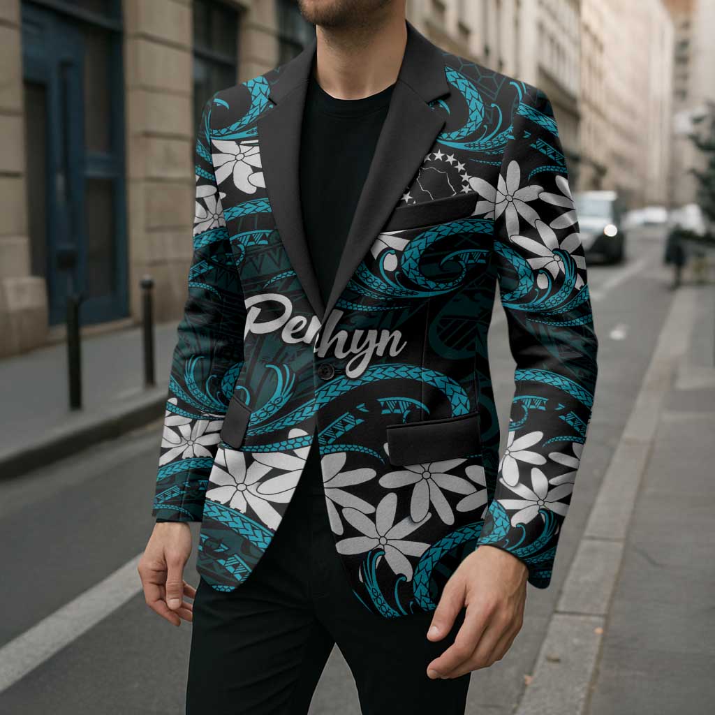 Personalised Cook Islands Penrhyn Atoll Blazer Tiare Maori Polynesian Waves Tattoo LT14 - Polynesian Pride