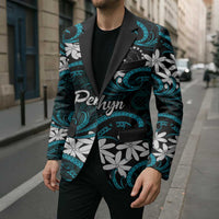 Personalised Cook Islands Penrhyn Atoll Blazer Tiare Maori Polynesian Waves Tattoo LT14 - Polynesian Pride