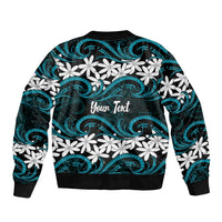 Personalised Cook Islands Penrhyn Atoll Bomber Jacket Tiare Maori Polynesian Waves Tattoo LT14 - Polynesian Pride