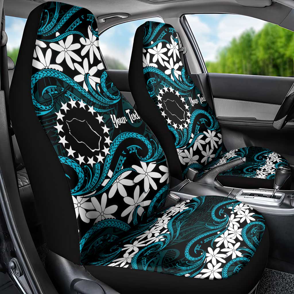 Personalised Cook Islands Penrhyn Atoll Car Seat Cover Tiare Maori Polynesian Waves Tattoo LT14 - Polynesian Pride