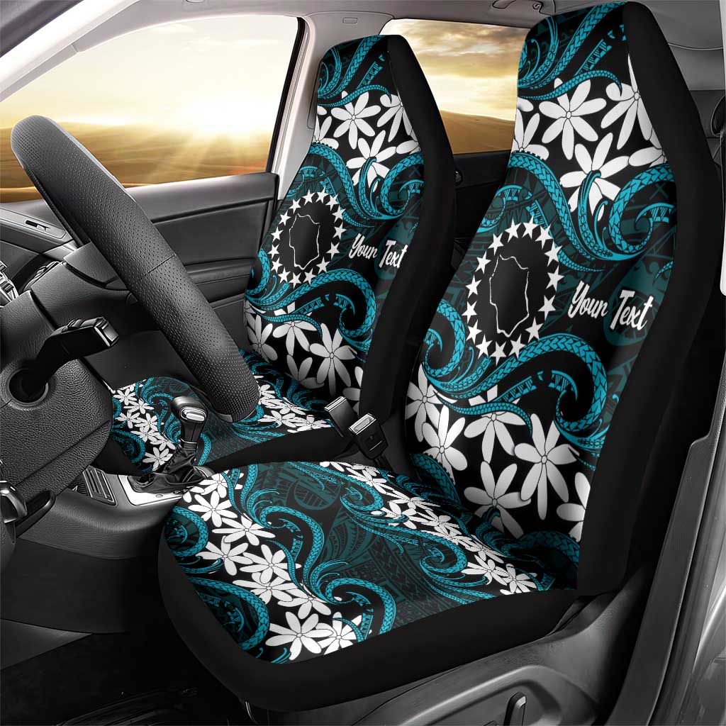 Personalised Cook Islands Penrhyn Atoll Car Seat Cover Tiare Maori Polynesian Waves Tattoo LT14 - Polynesian Pride