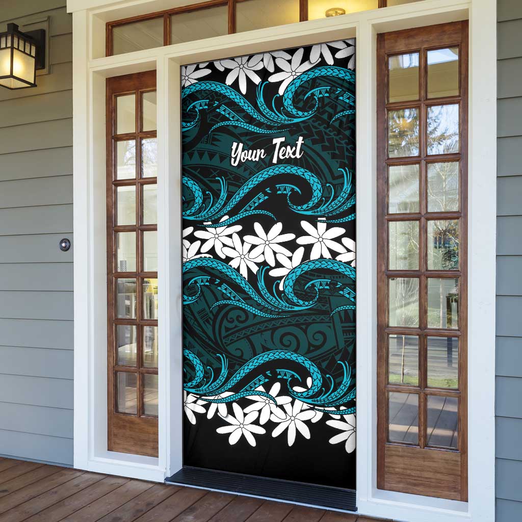 Personalised Cook Islands Penrhyn Atoll Door Cover Tiare Maori Polynesian Waves Tattoo LT14 - Polynesian Pride