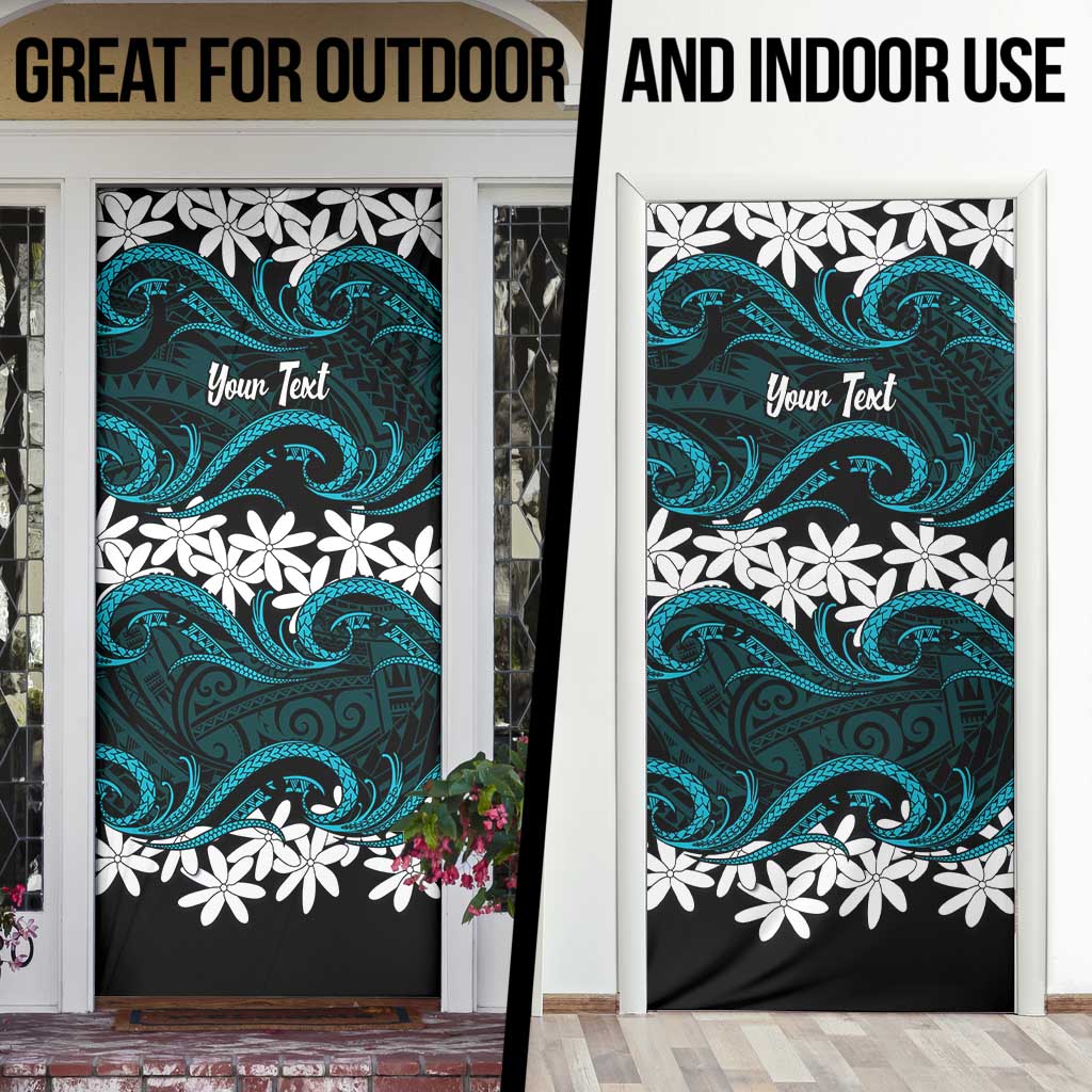 Personalised Cook Islands Penrhyn Atoll Door Cover Tiare Maori Polynesian Waves Tattoo LT14 - Polynesian Pride