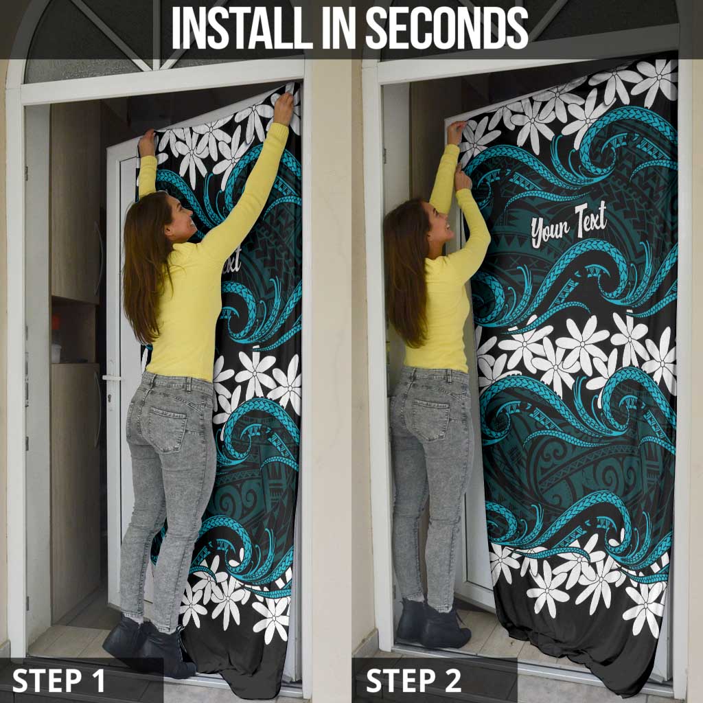 Personalised Cook Islands Penrhyn Atoll Door Cover Tiare Maori Polynesian Waves Tattoo LT14 - Polynesian Pride