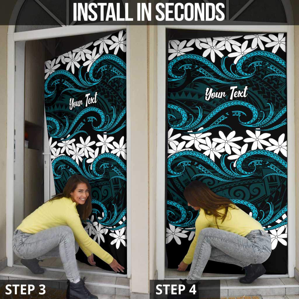 Personalised Cook Islands Penrhyn Atoll Door Cover Tiare Maori Polynesian Waves Tattoo LT14 - Polynesian Pride