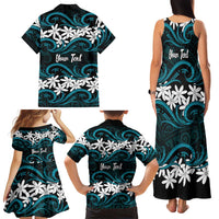 Personalised Cook Islands Penrhyn Atoll Family Matching Tank Maxi Dress and Hawaiian Shirt Tiare Maori Polynesian Waves Tattoo LT14 - Polynesian Pride