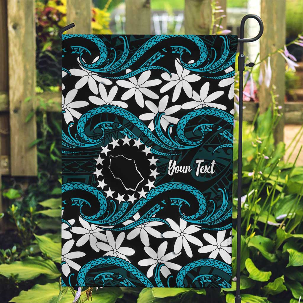 Personalised Cook Islands Penrhyn Atoll Garden Flag Tiare Maori Polynesian Waves Tattoo