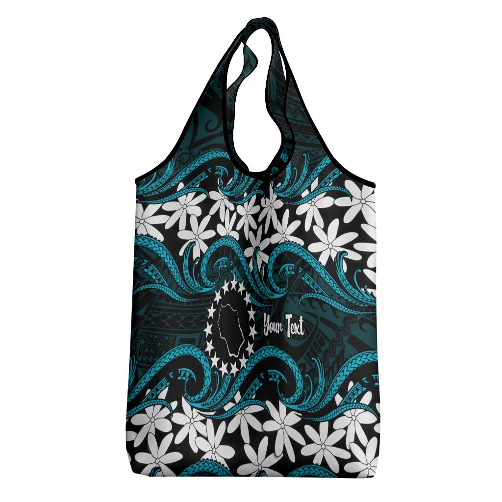 Personalised Cook Islands Penrhyn Atoll Grocery Bag Tiare Maori Polynesian Waves Tattoo