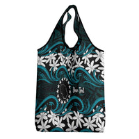 Personalised Cook Islands Penrhyn Atoll Grocery Bag Tiare Maori Polynesian Waves Tattoo