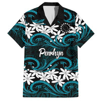 Personalised Cook Islands Penrhyn Atoll Hawaiian Shirt Tiare Maori Polynesian Waves Tattoo LT14 Blue - Polynesian Pride