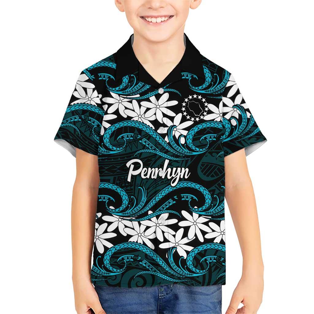 Personalised Cook Islands Penrhyn Atoll Hawaiian Shirt Tiare Maori Polynesian Waves Tattoo LT14 - Polynesian Pride