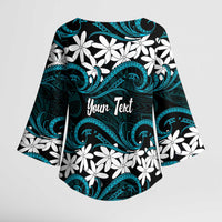 Personalised Cook Islands Penrhyn Atoll Kimono Sleeve Blouse Tiare Maori Polynesian Waves Tattoo LT14 - Polynesian Pride