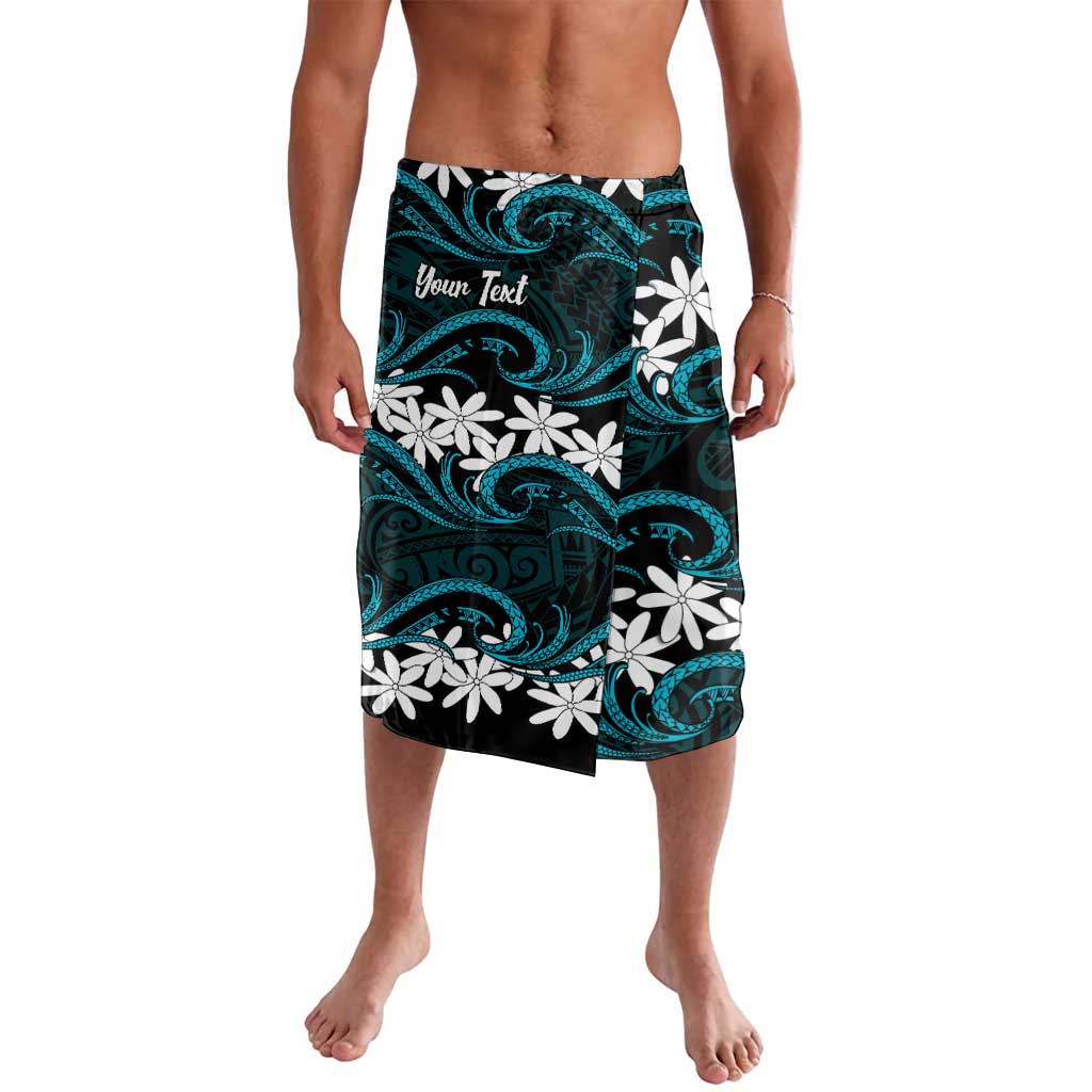 Personalised Cook Islands Penrhyn Atoll Lavalava Tiare Maori Polynesian Waves Tattoo LT14 Blue - Polynesian Pride