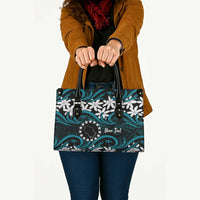 Personalised Cook Islands Penrhyn Atoll Leather Bag Tiare Maori Polynesian Waves Tattoo