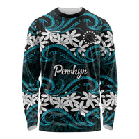 Personalised Cook Islands Penrhyn Atoll Long Sleeve Shirt Tiare Maori Polynesian Waves Tattoo