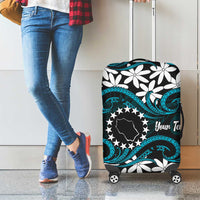 Personalised Cook Islands Penrhyn Atoll Luggage Cover Tiare Maori Polynesian Waves Tattoo LT14 - Polynesian Pride