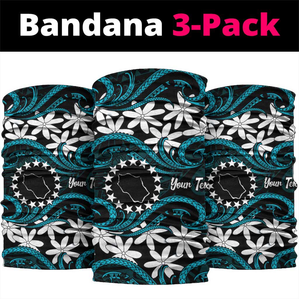 Personalised Cook Islands Penrhyn Atoll Neck Gaiter Tiare Maori Polynesian Waves Tattoo