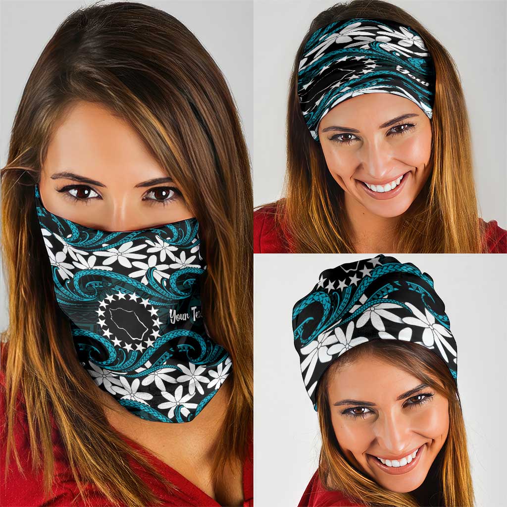 Personalised Cook Islands Penrhyn Atoll Neck Gaiter Tiare Maori Polynesian Waves Tattoo