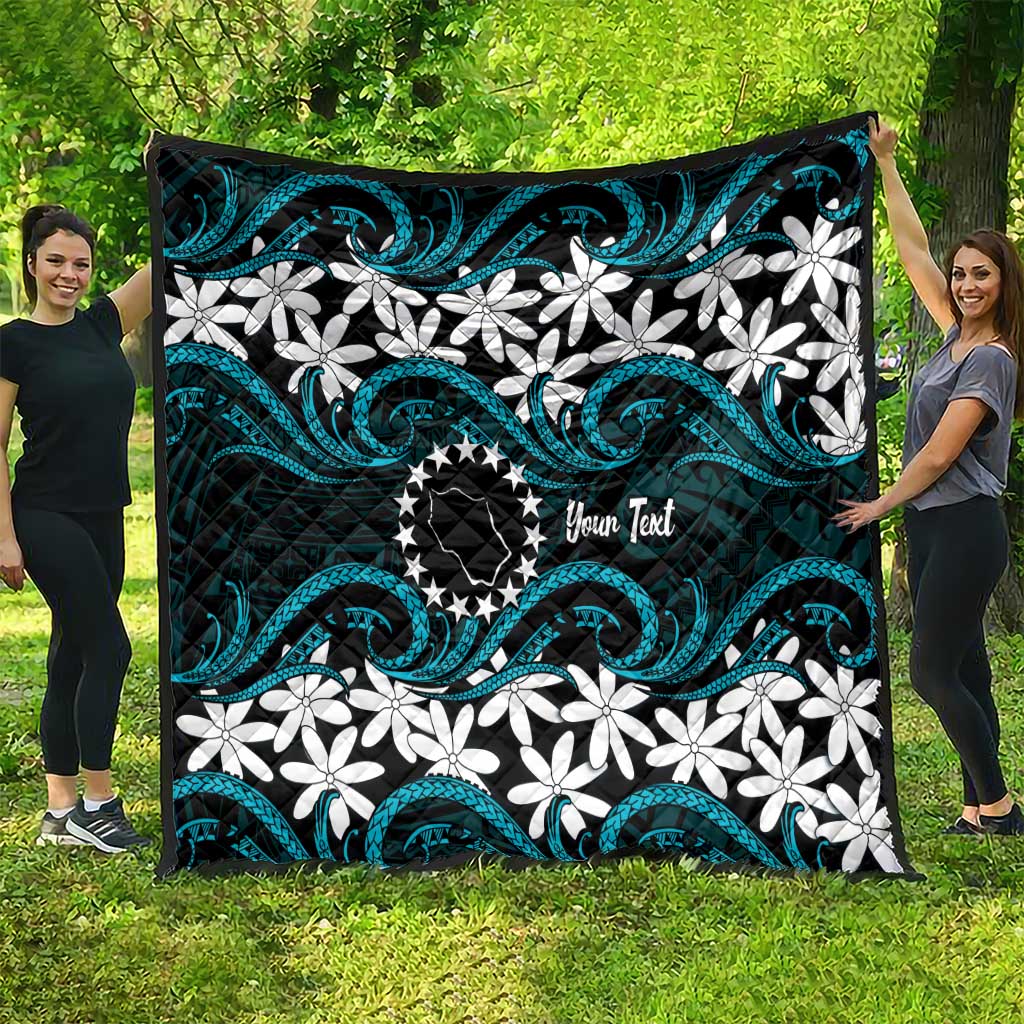 Personalised Cook Islands Penrhyn Atoll Quilt Tiare Maori Polynesian Waves Tattoo