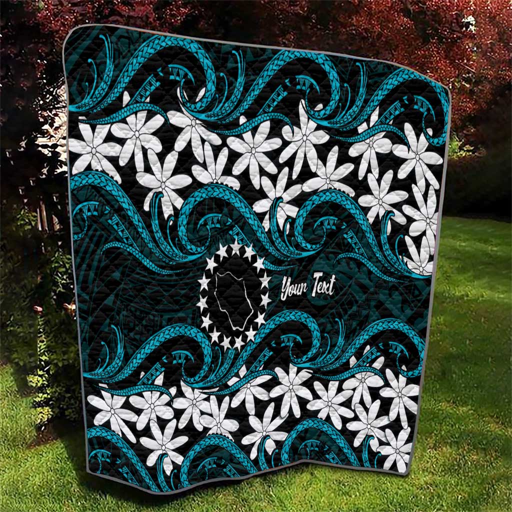 Personalised Cook Islands Penrhyn Atoll Quilt Tiare Maori Polynesian Waves Tattoo